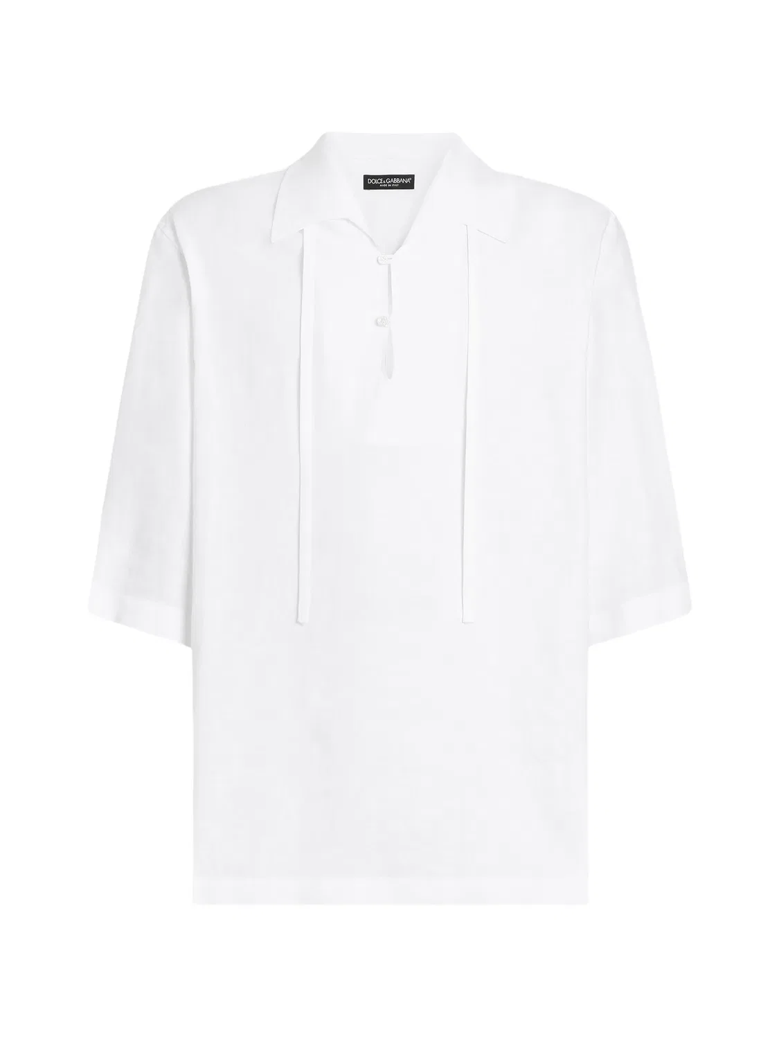 Рубашка гавайская из льна белая Dolce & Gabbana, белый