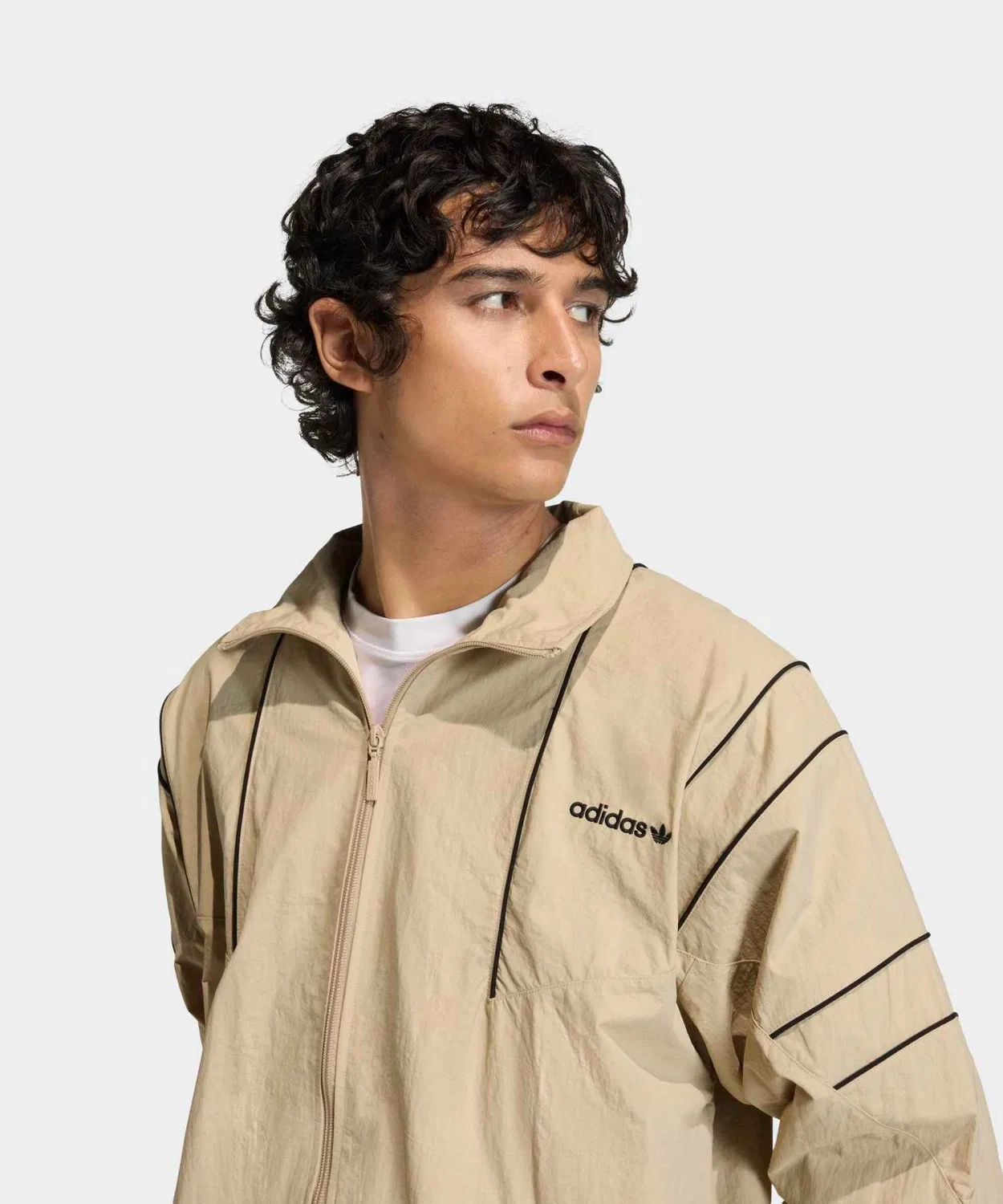 Мужское/Женское худи-трак-топ с высоким воротником Adidas Originals, Beige — фото 3