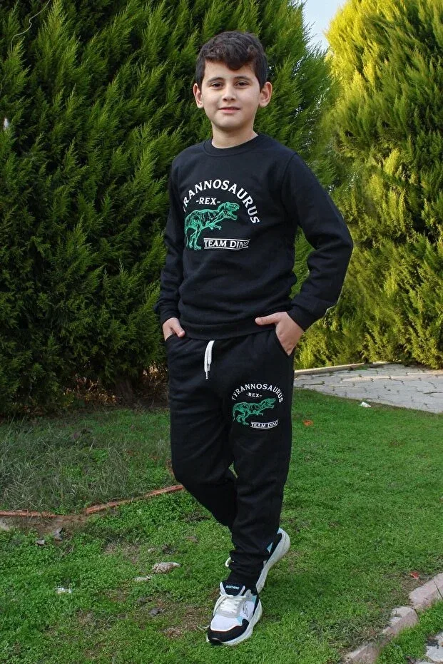 Детский для мальчиков комплект спортивного костюма Trex printed Fyk Kids, Black — фото 4