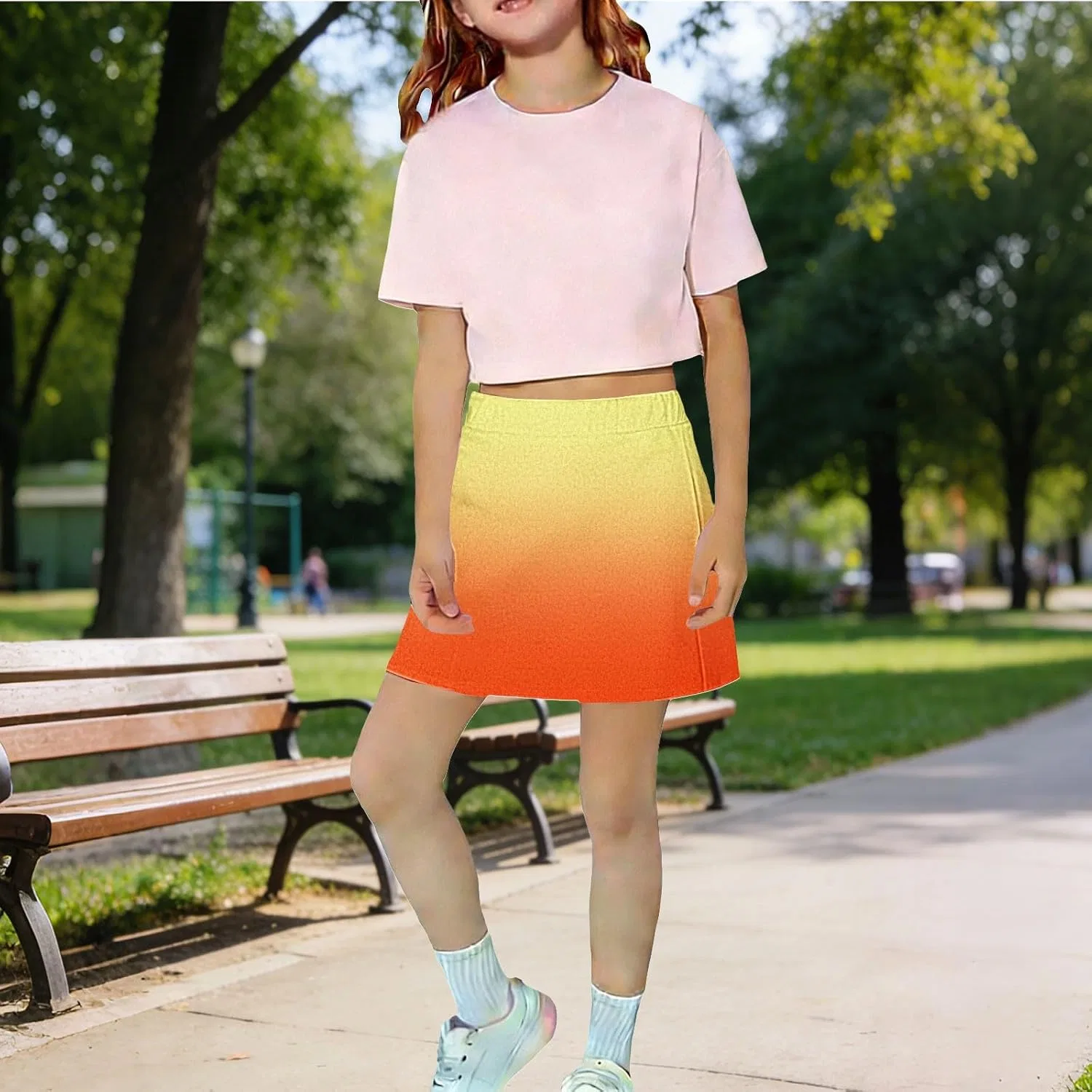Юбка-шорты для девочек, высокая талия, Athletic Skorts, 2-yellow — фото 2