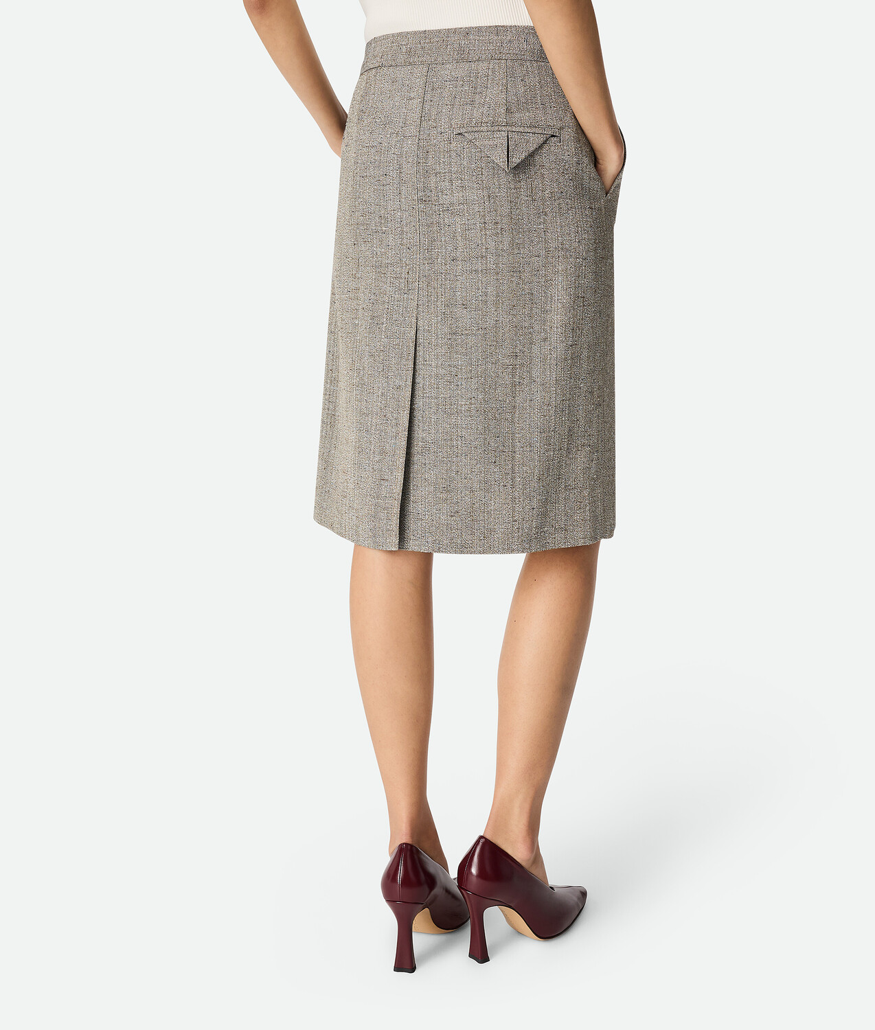 Viscose and silk skirt BOTTEGA VENETA, синий/белый/коричневый — фото 4