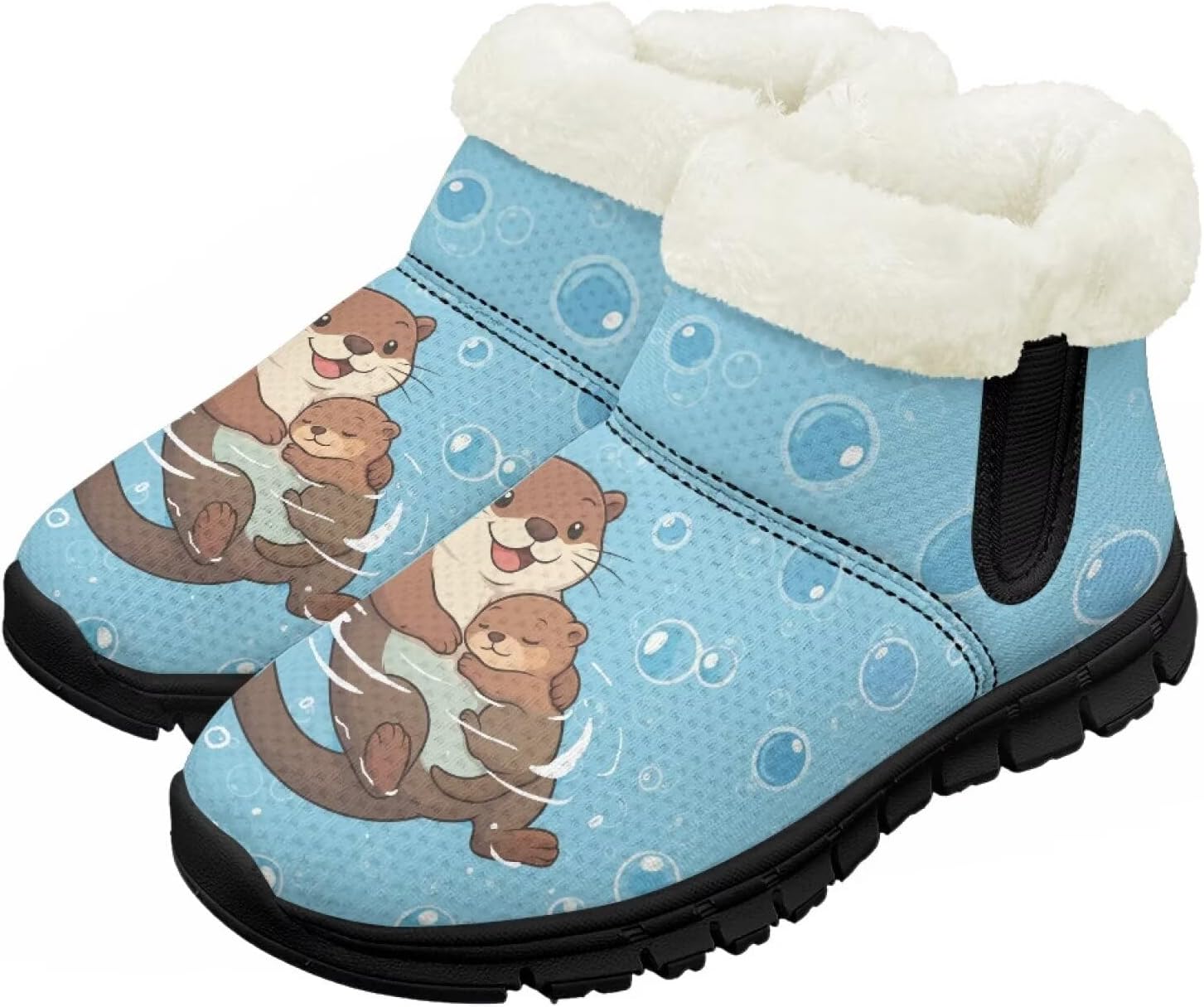 

Зимние детские ботинки Chririnla для мальчиков и девочек, с теплой подкладкой из искусственного меха, короткие ботильоны, противоскользящие, для малышей и детей постарше, Cute Otter