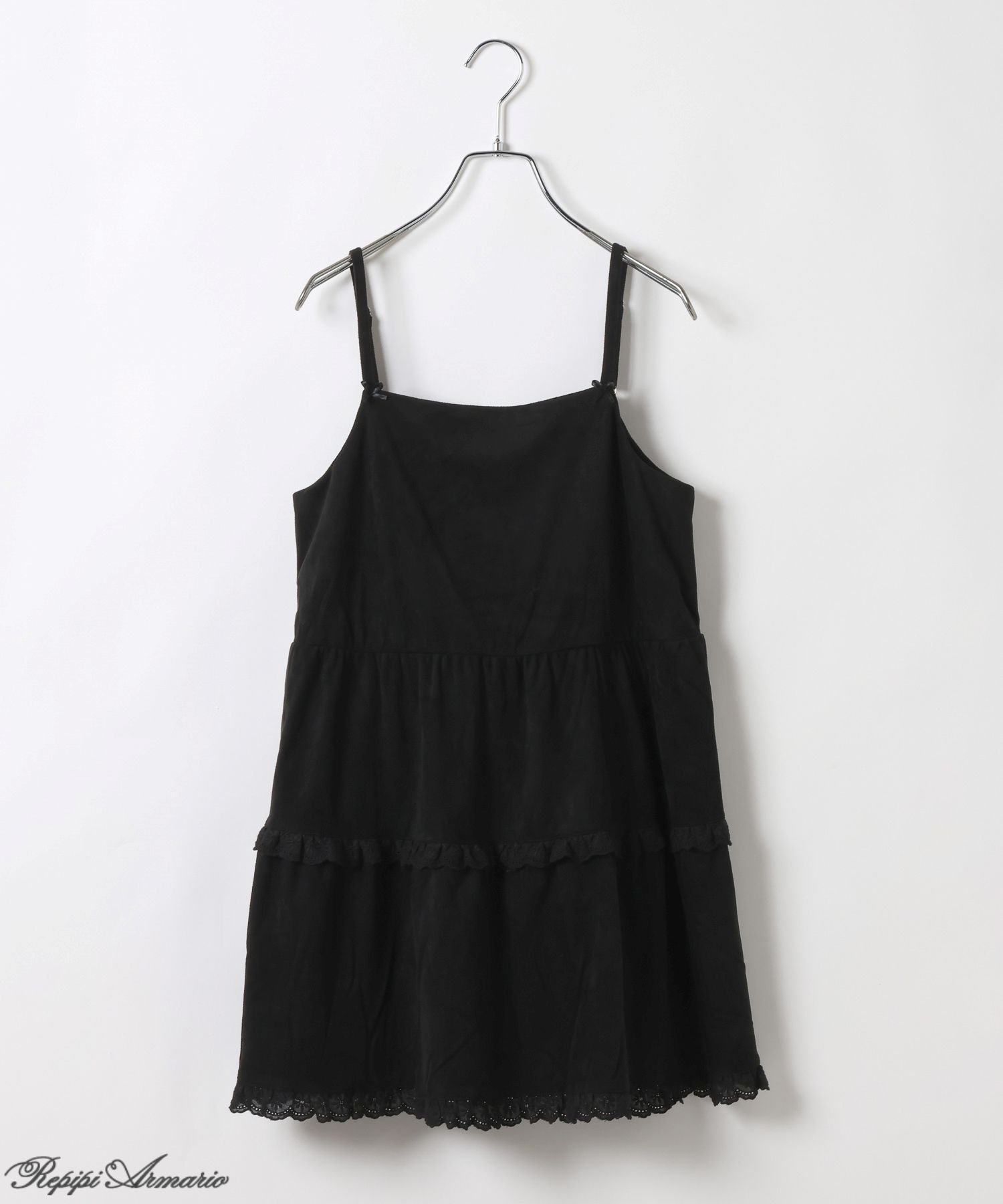 Кружевное многоярусное платье-комбинация Repipi armario, Black Suede 10