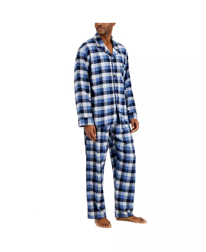 

Мужской комплект пижамы из фланели в клетку Hanes, синий