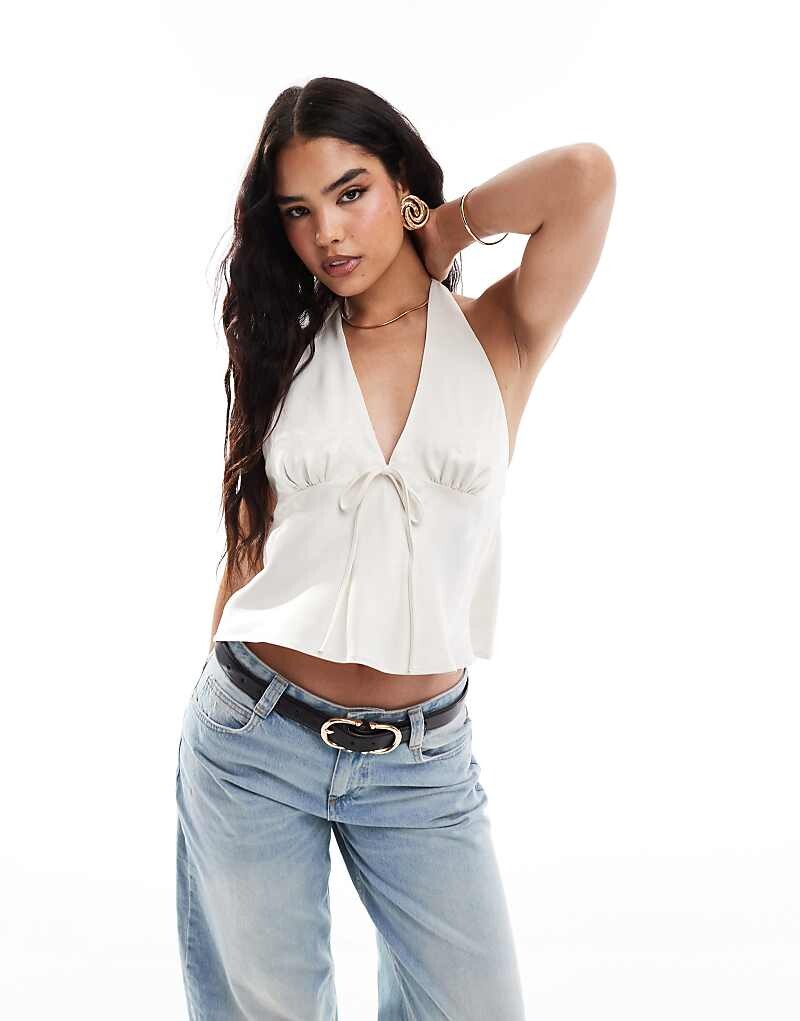 

ASOS DESIGN – атласный топ с бретельками цвета слоновой кости