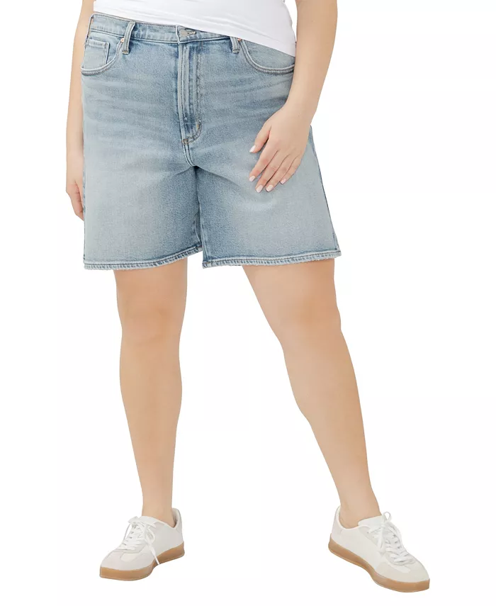 

Плюс сайз шорты с высокой посадкой в винтажном стиле Silver Jeans Co., синий