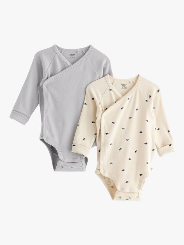 

Боди с длинным рукавом в рубчик с запахом baby bumblebee спереди Lindex, цвет Light Dusty Blue