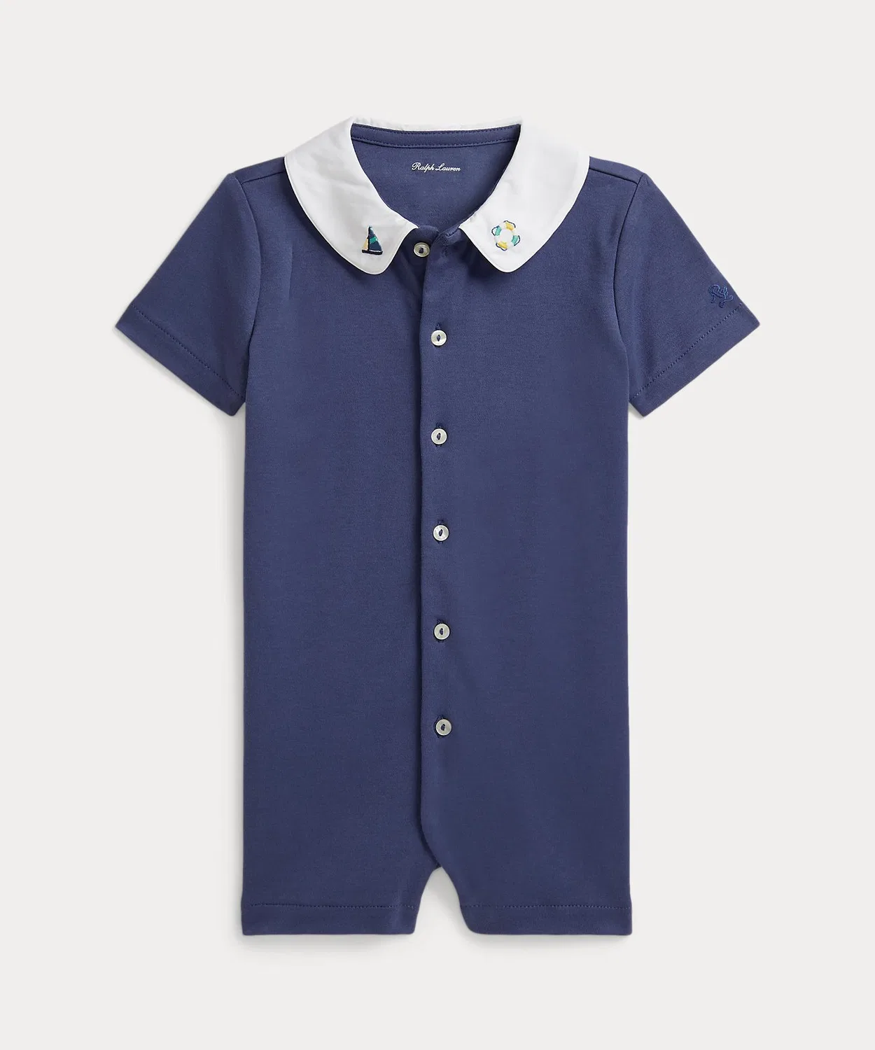 Комбинезон с вышивкой Ralph Lauren хлопковый интерлок темно-синий