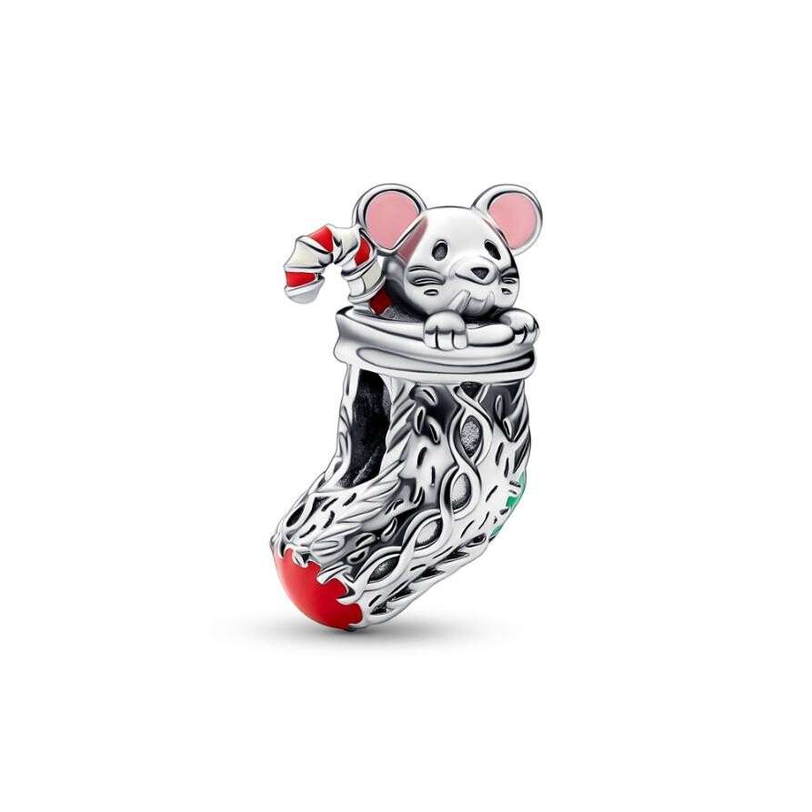 

Шарм Festive Mouse & Stocking Pandora, стерлинговое серебро