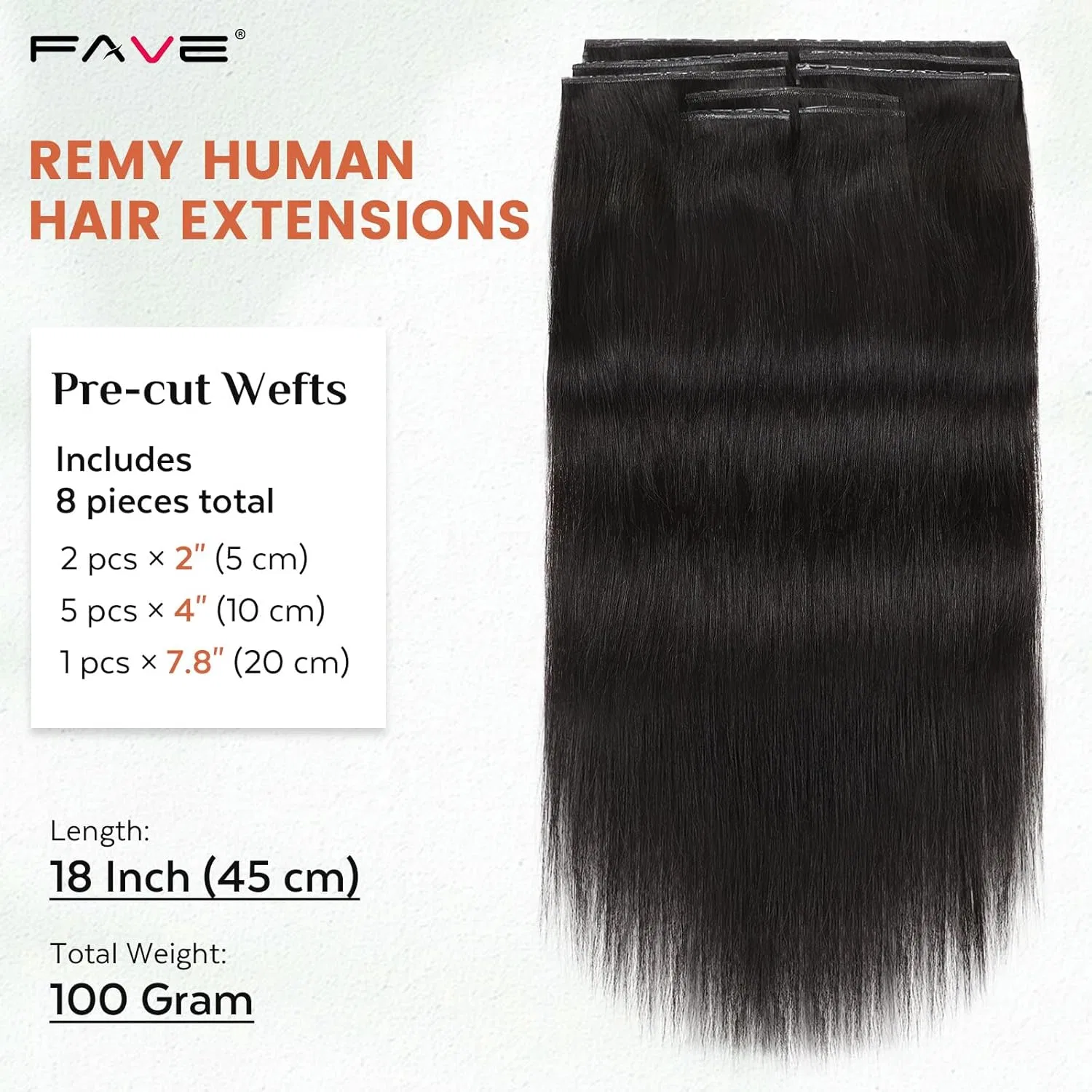 Накладные пряди для волос FAVE Real Hair Extensions 45 см 100 г Fave, 1B — фото 2