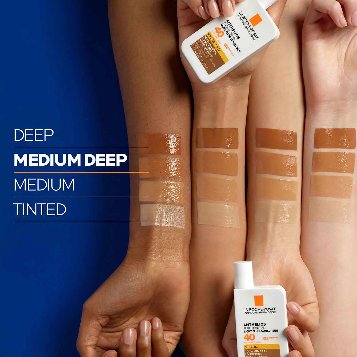 La roche-posay anthelios солнцезащитный крем spf 40, ультралегкая жидкость широкого спектра spf 40, для лица с диоксидом титана, легкий и быстро впитывающийся, без масла, матовый финиш, Medium/Deep — фото 4