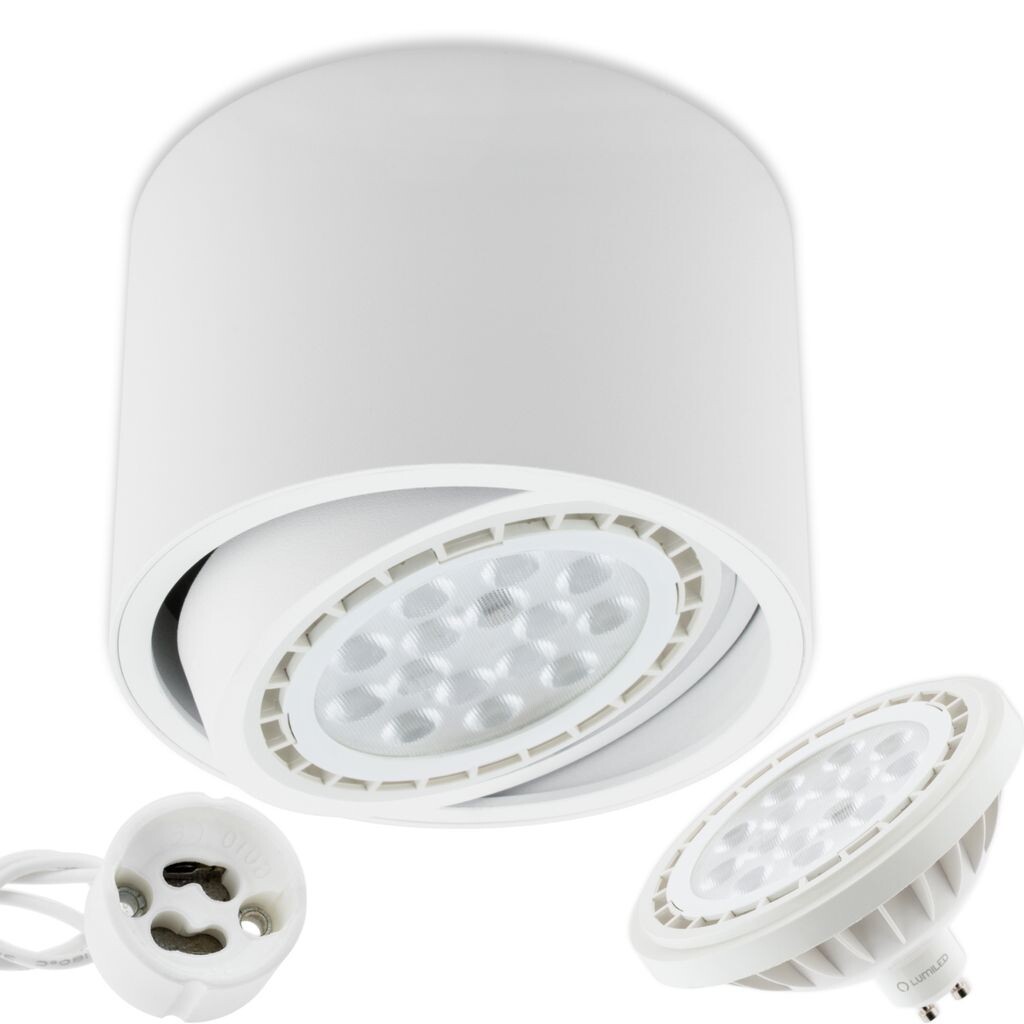 

LUMILED накладной спот LED накладной потолочный спот потолочный светильник спот круглый белый + светодиодная лампа ES111 GU10 15W нейтральный белый 4000K 230V 38°