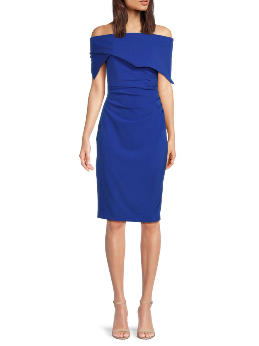 

Коктейльное платье миди с открытыми плечами Vince Camuto, цвет Cobalt