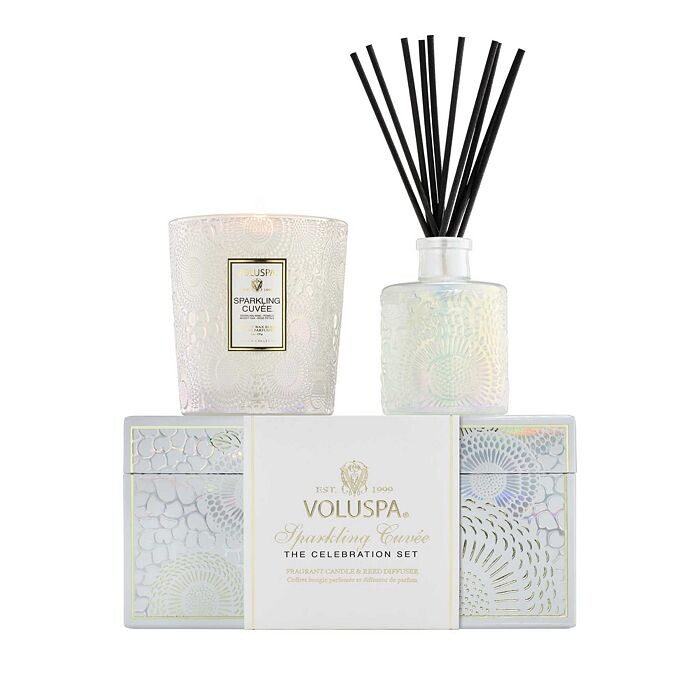 

Подарочный набор свечей Voluspa Sparkling Cuvée Celebration и диффузора Reed, белый