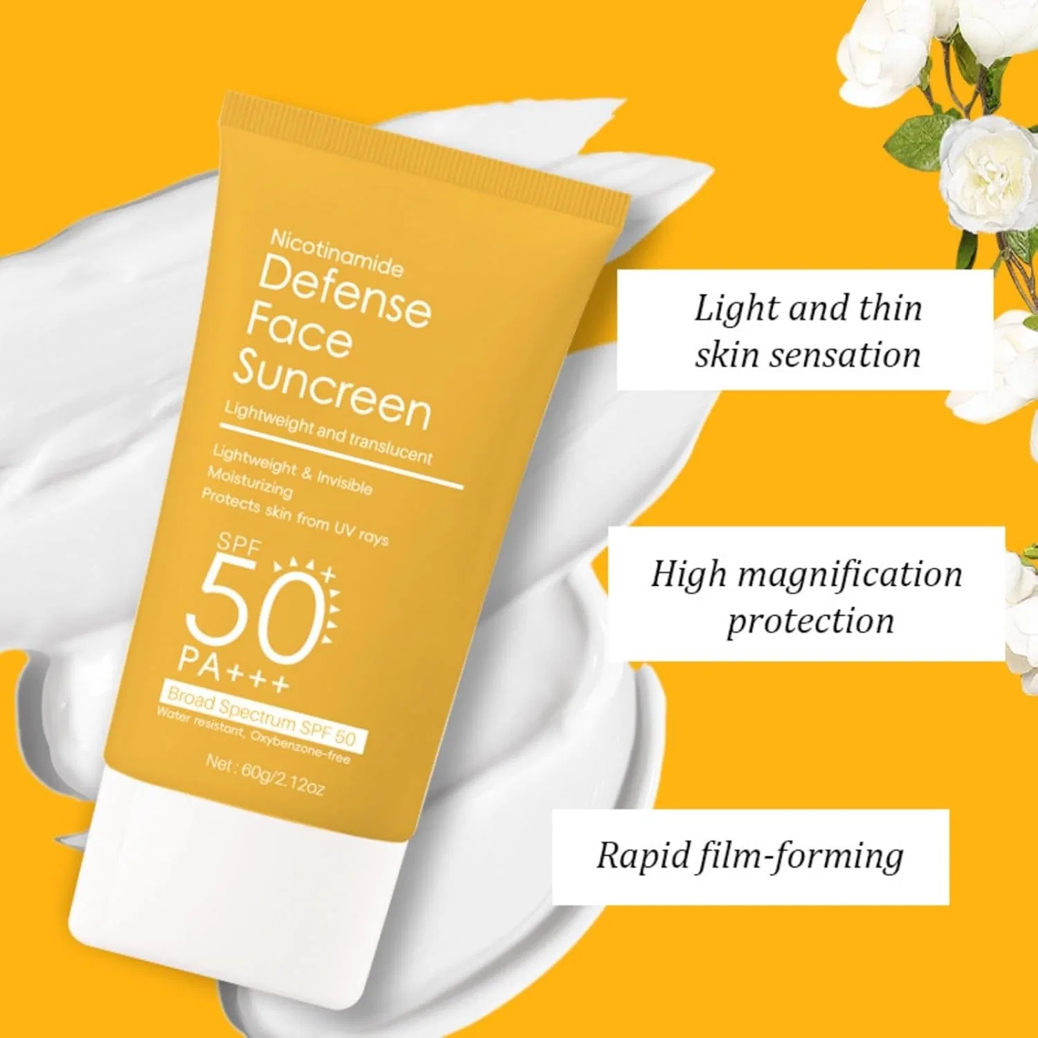 Солнцезащитный крем для лица, увлажняющий, SPF 50 PA+++, 84 г, желтый Generic — фото 2