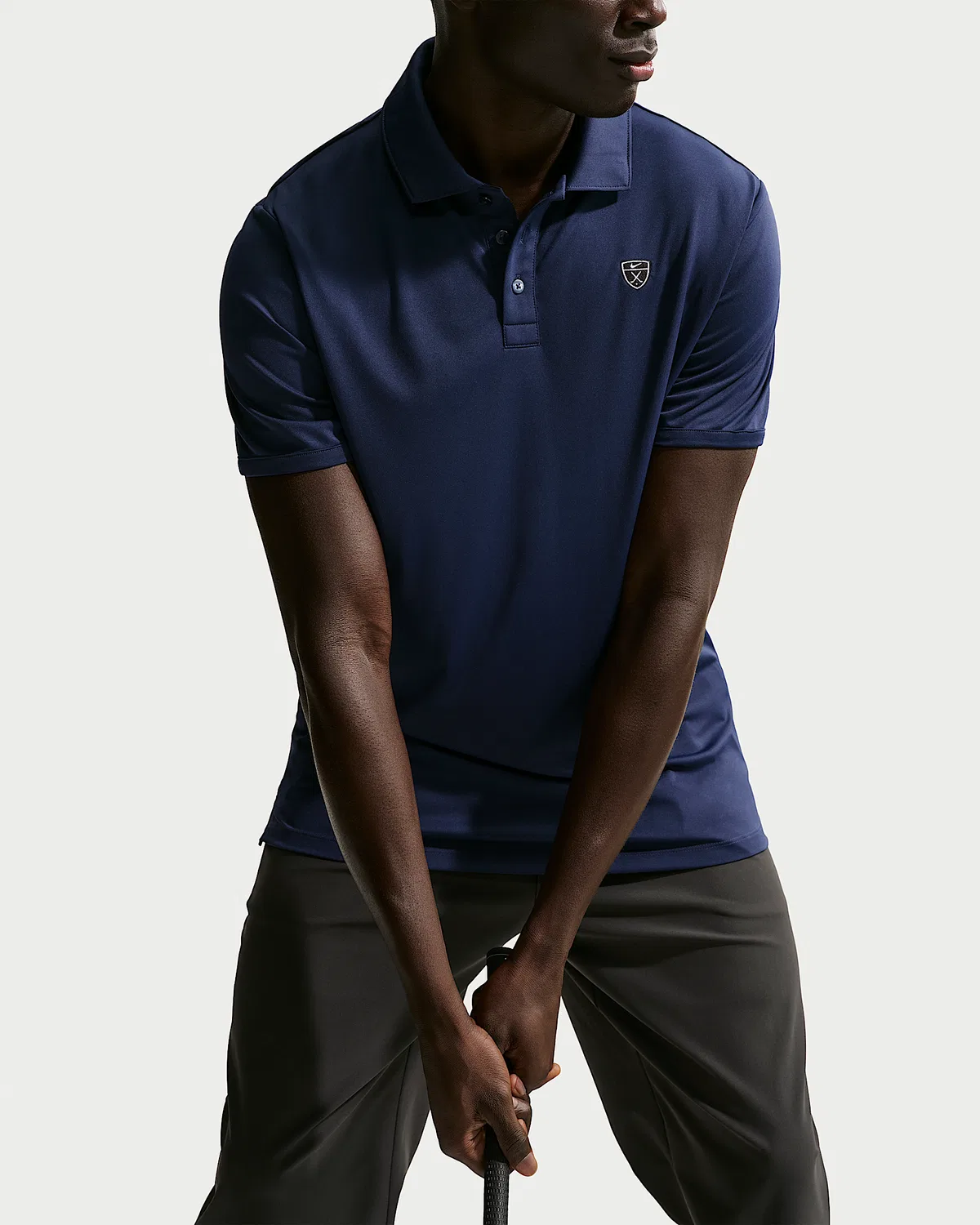 Мужское поло Nike Par Dri-FIT с логотипом на груди, College Navy/White — фото 3