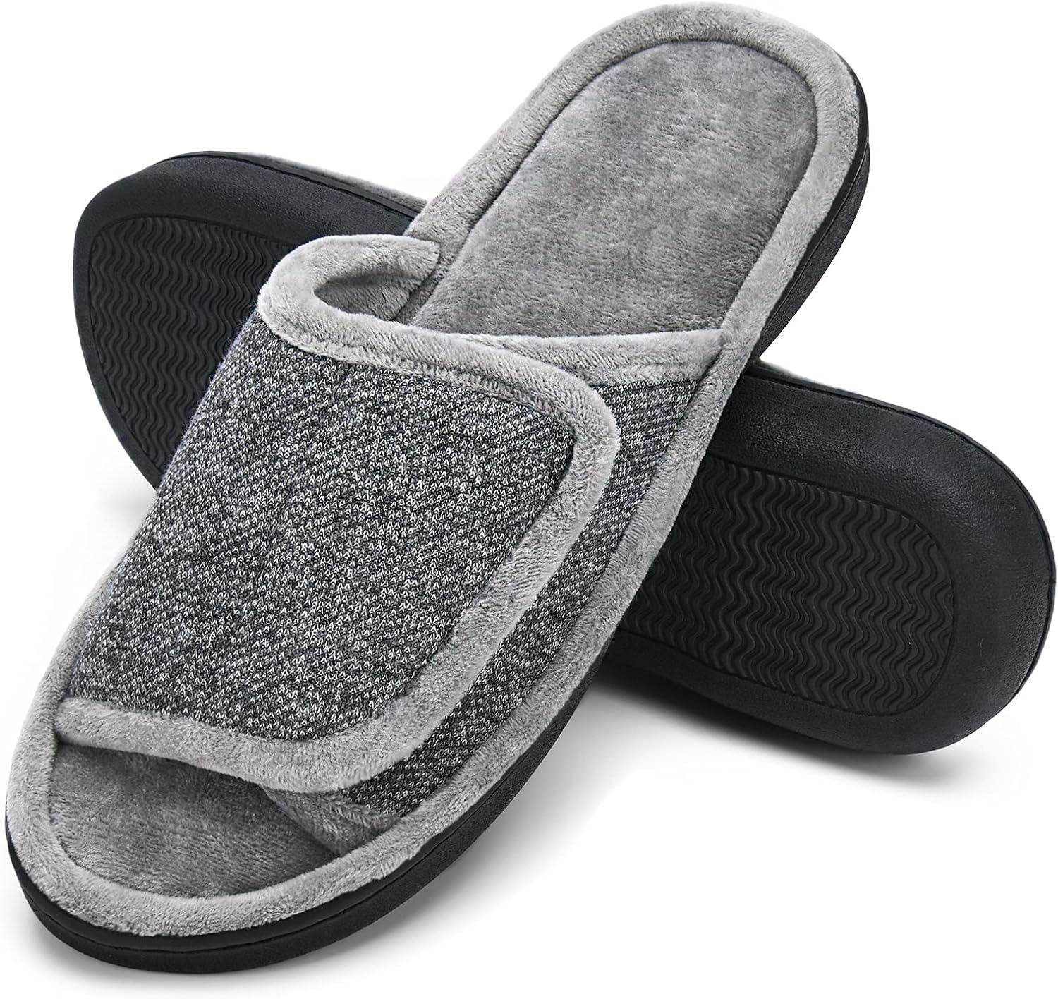 

Мужские регулируемые тапочки с эффектом памяти DL, удобные для дома и улицы, дышащие шлепанцы для спальни, размер 7-14, серый