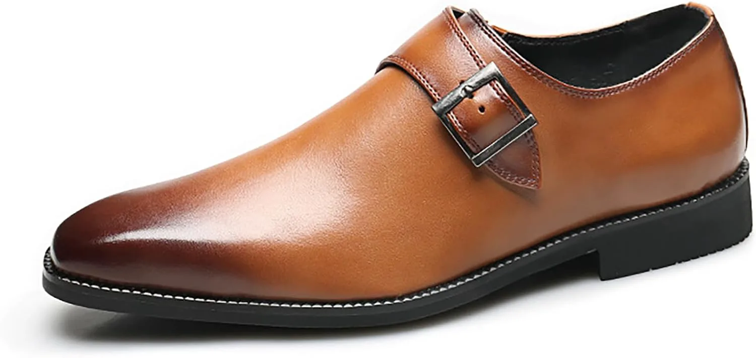 

Мужские кожаные лоферы с квадратным носком на ремешке-монашке, классические туфли без шнуровки, низкие формальные деловые оксфорды SYNTHESIS, желтый