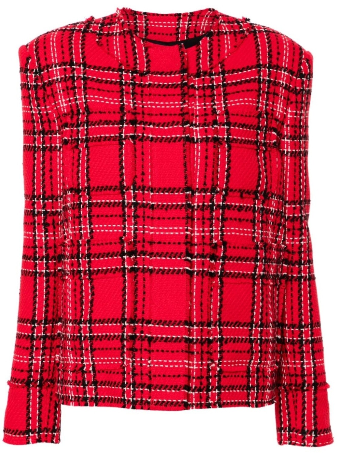 

MSGM клетчатый твидовый пиджак, красный