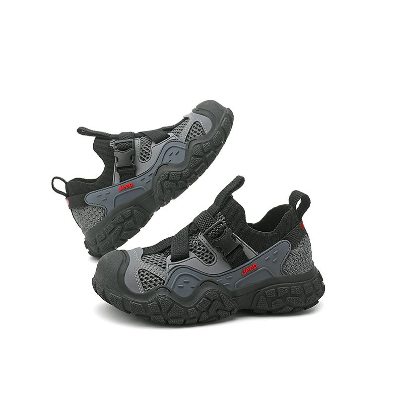 Низкие детские беговые кроссовки черно-серые Kids' Jeep — фото 3