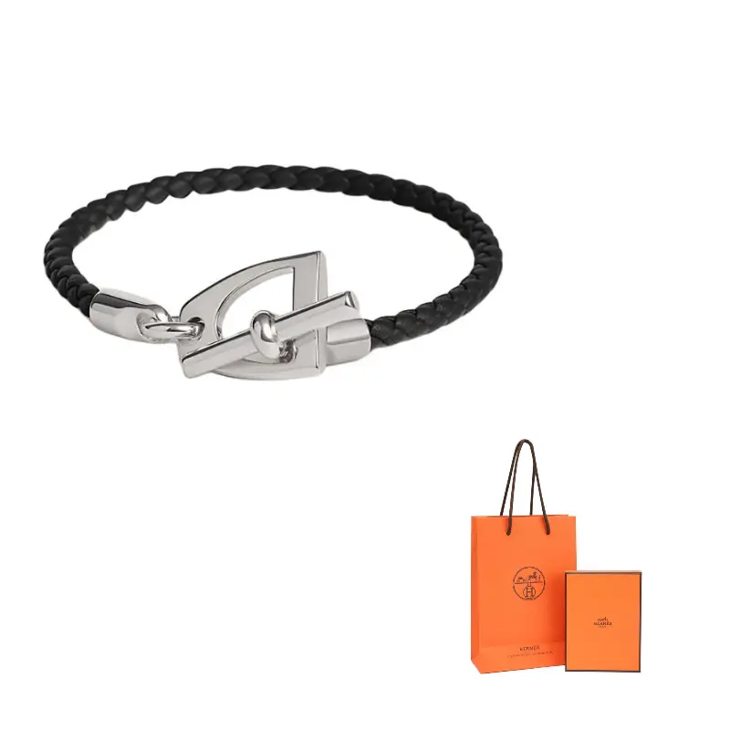 

Браслеты из телячьей кожи с палладиевым покрытием, женские, разноцветные Hermes, черный