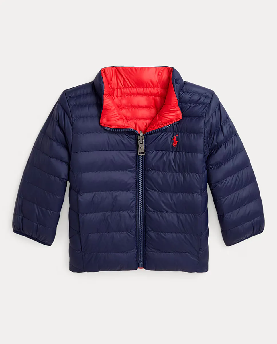

Двусторонний пуховик для мальчика с высоким воротником Polo Ralph Lauren, темно-синий