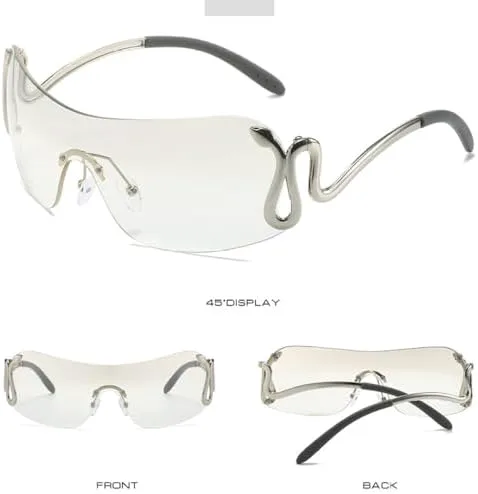 

Модные солнцезащитные очки без оправы 2026 года для женщин и мужчин, с металлической оправой, солнцезащитные очки с защитой от УФ-излучения UV400 MTZJH, Silver Grey