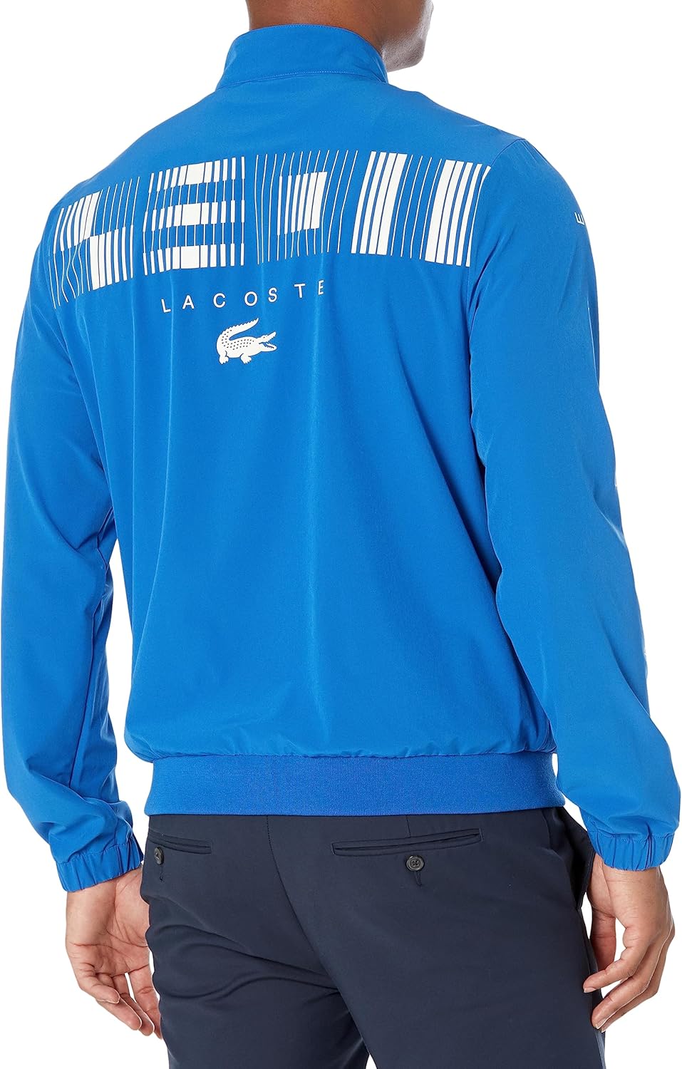 Lacoste мужская толстовка с длинным рукавом Novak Djokovic Off-Court Tennis на молнии, Marina/Blanc — фото 2