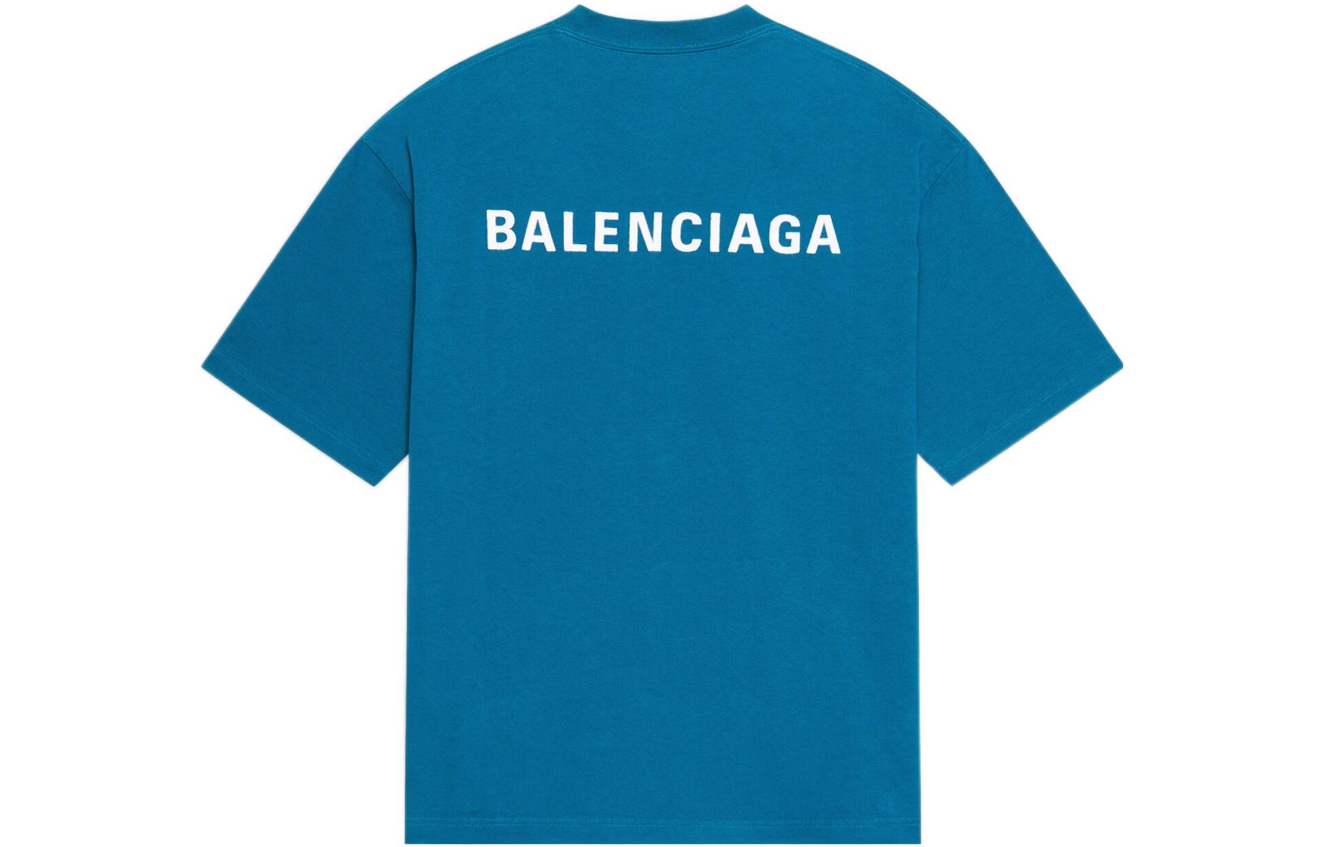 Футболка свободного кроя мужская лазурно-голубая Balenciaga — фото 3