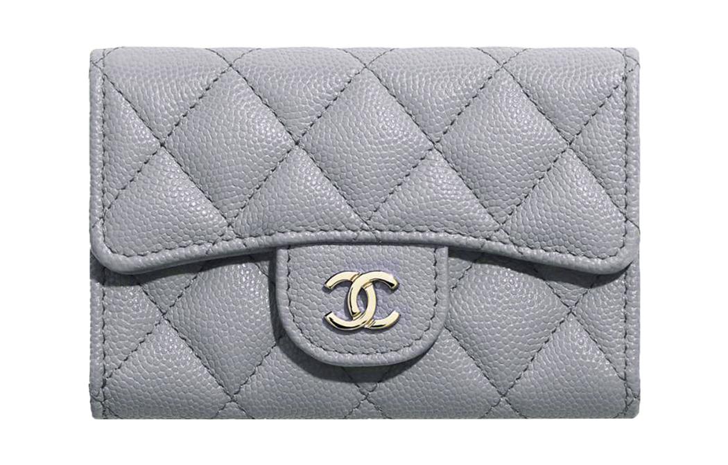 

Кожаный кошелек для монет Классический женский серый CHANEL