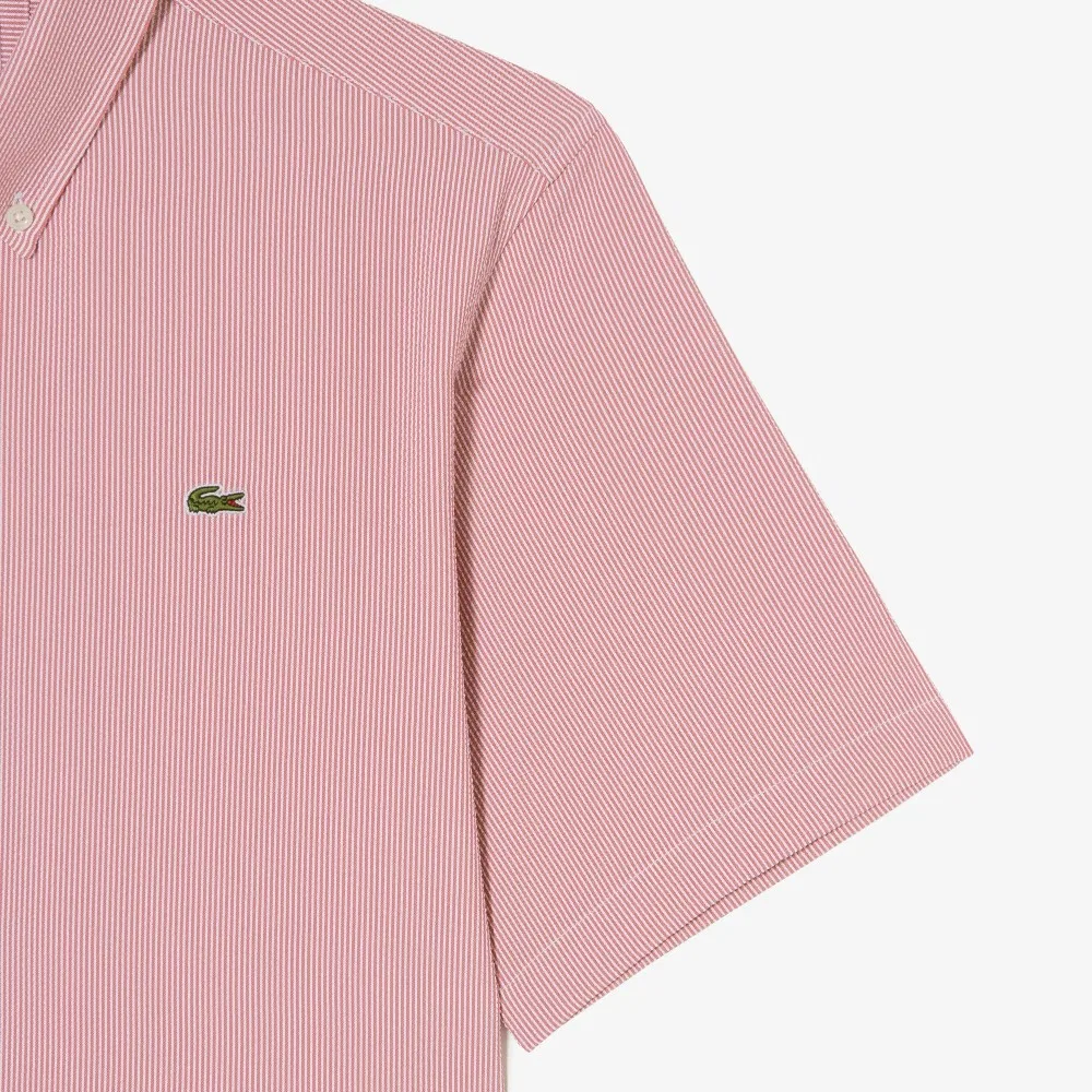 Мужская рубашка-джерси с коротким рукавом бордовая от Lacoste — фото 3