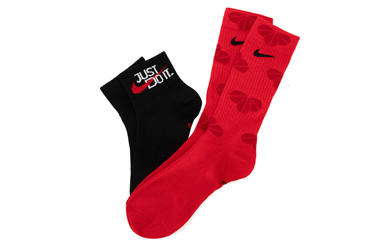 

Носки унисекс Nike до середины икры, цвет 2 double (black + red)