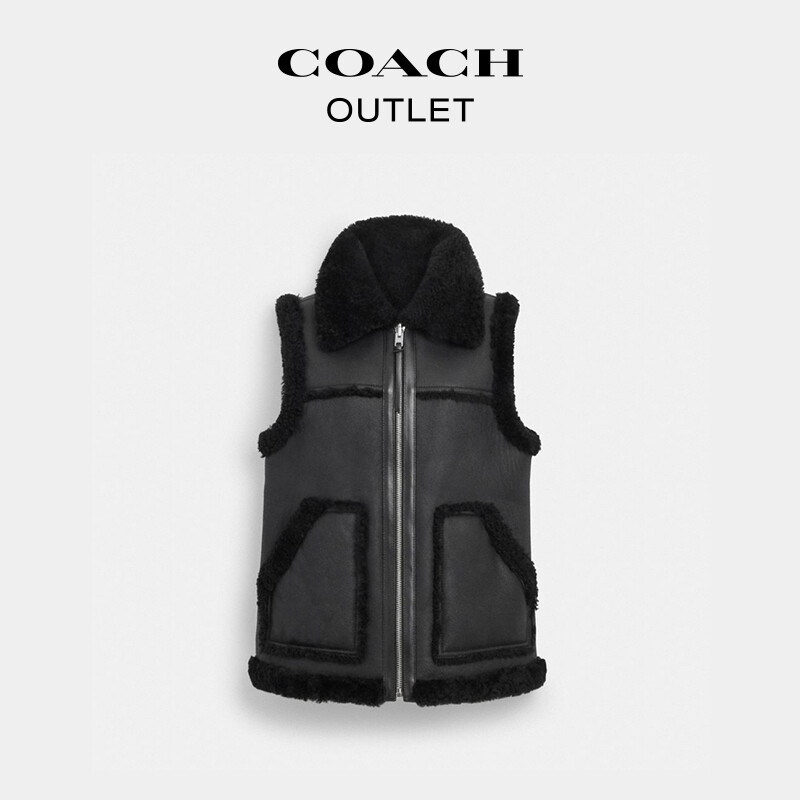 

Женский двусторонний жилет из овчины COACH, черный