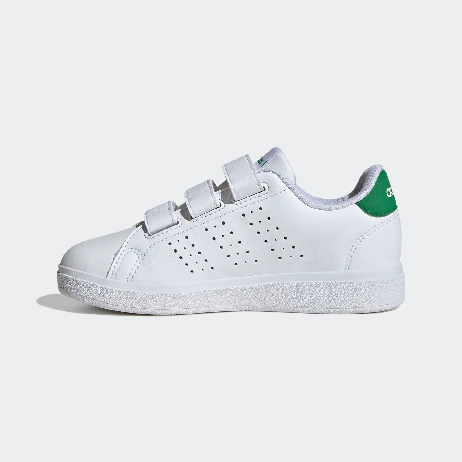 Детские спортивные кроссовки с перфорированными полосками Adidas, Cloud White/Ftwr White/Green — фото 3