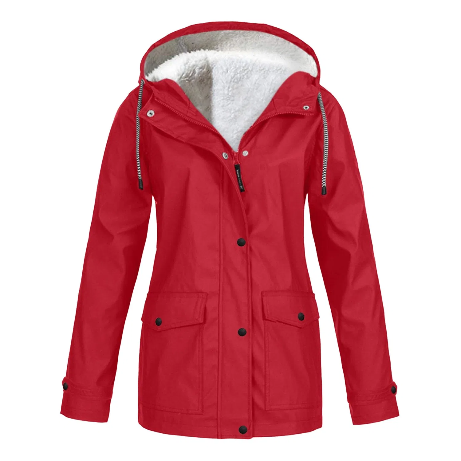 Женское зимнее пальто с капюшоном и флисовой подкладкой, Z01-Rosso