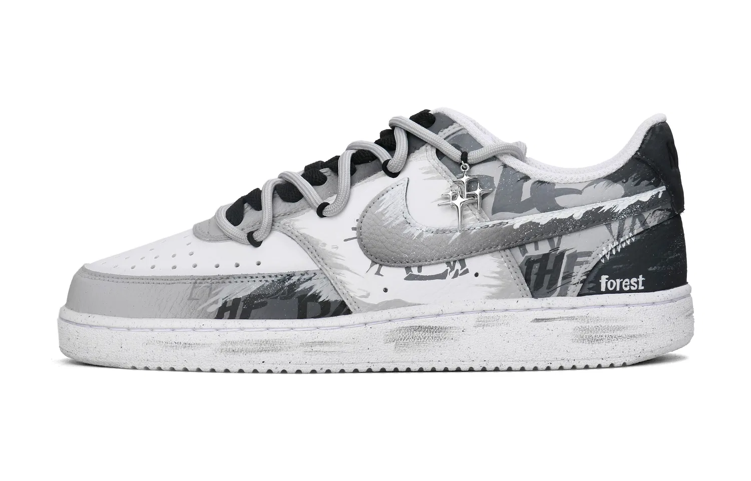 Детские кроссовки-скейтбординг с принтом Nike Air Force 1, White Gray-Youth Is The Moment — фото 3