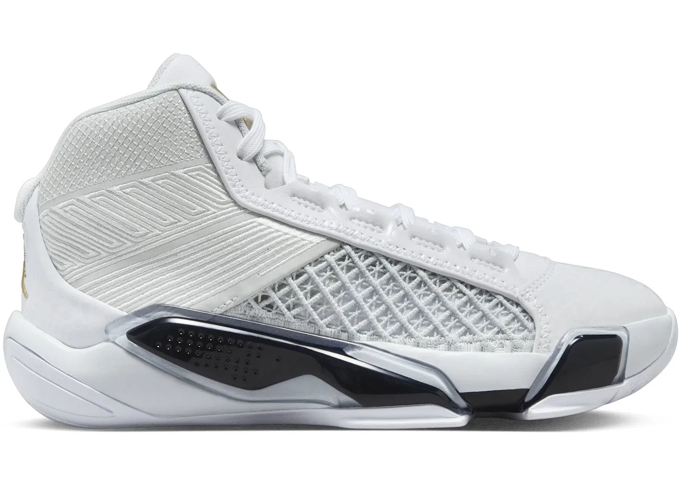 Детские кроссовки для баскетбола Jordan 38 Jordan, White/Pure Platinum/Metallic Gold