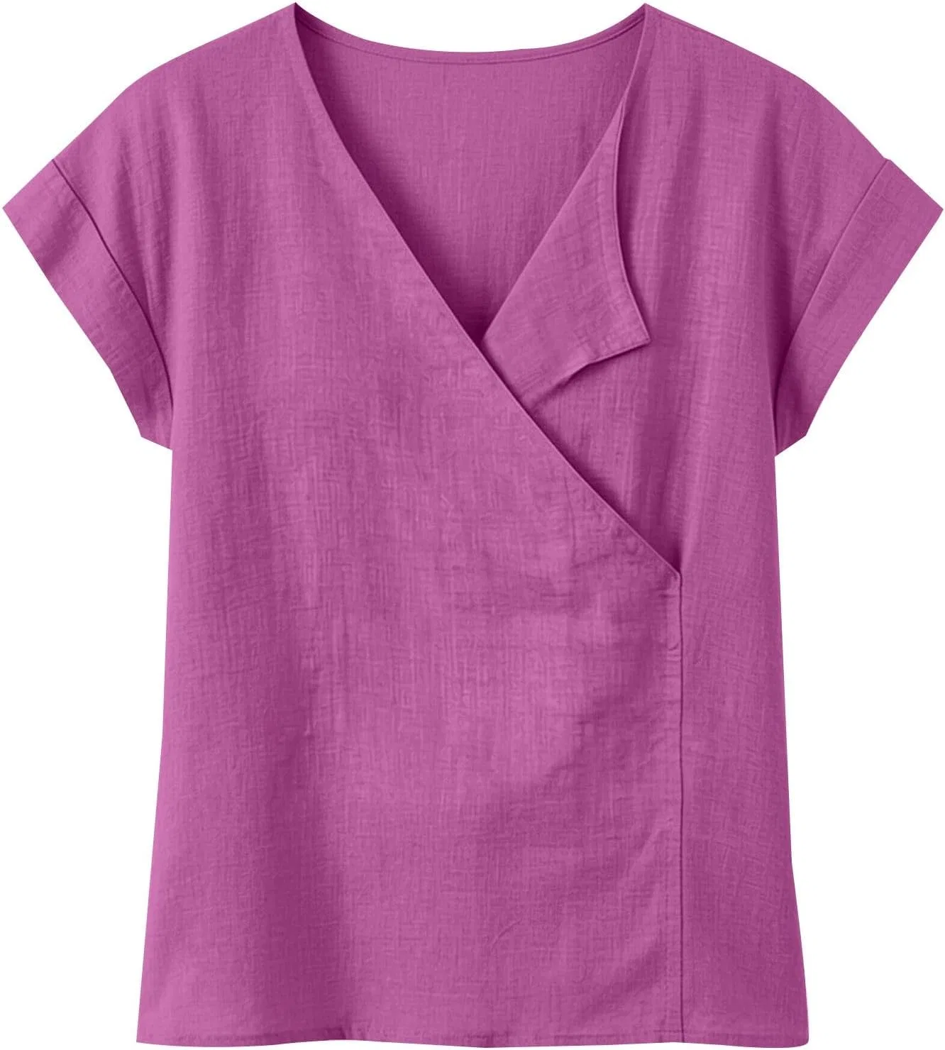 Женская туника с коротким рукавом, с вышивкой, Cotton Linen, ярко-розовый — фото 4