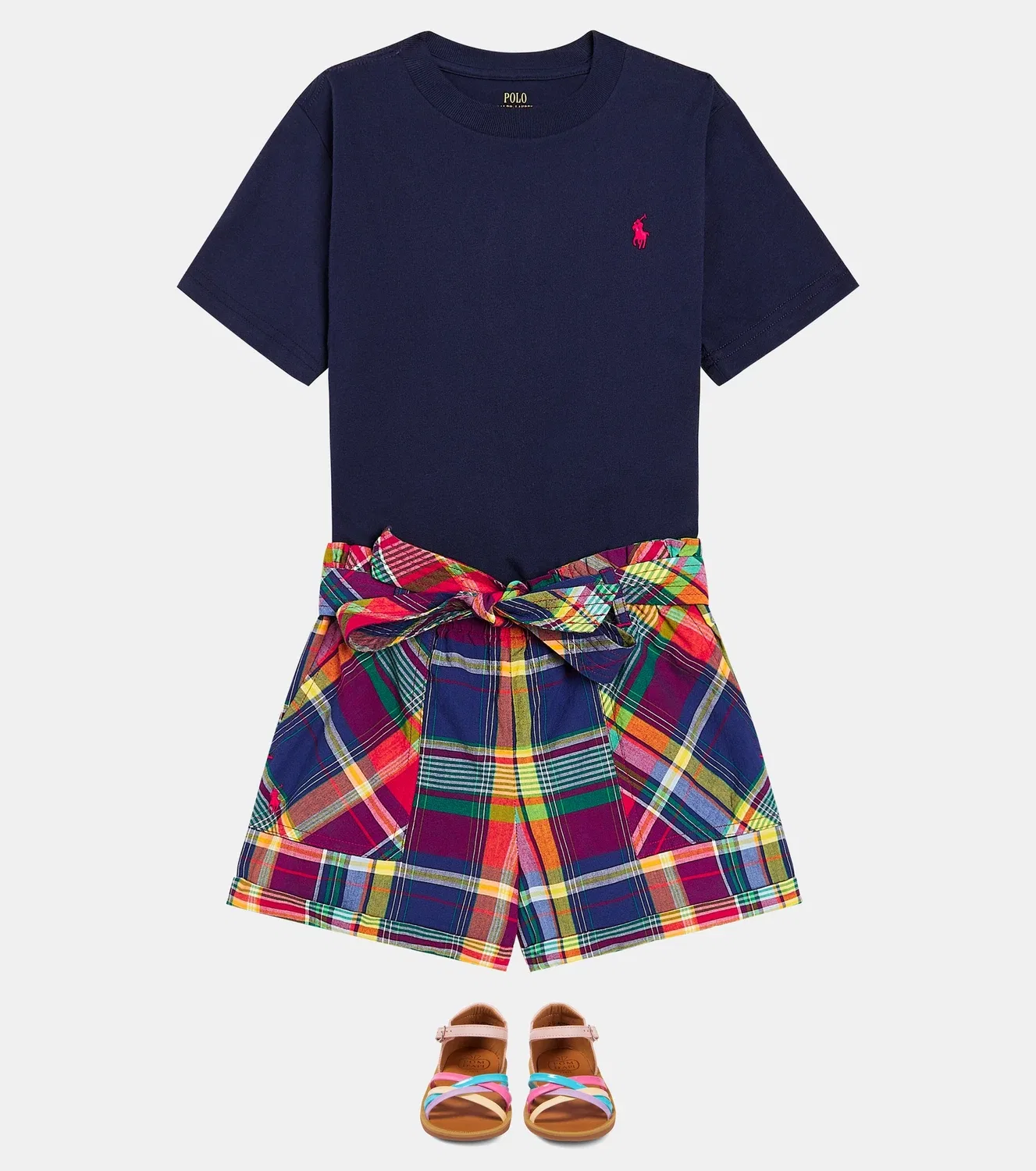 Шорты хлопковые в клетку Polo Ralph Lauren Kids, мультиколор — фото 2