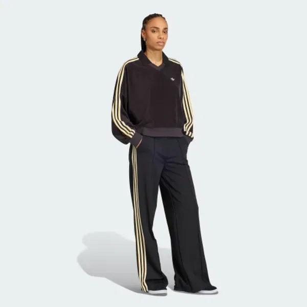 Футболка поло оверсайз, махровая, V-образный вырез, Adidas, черный — фото 4