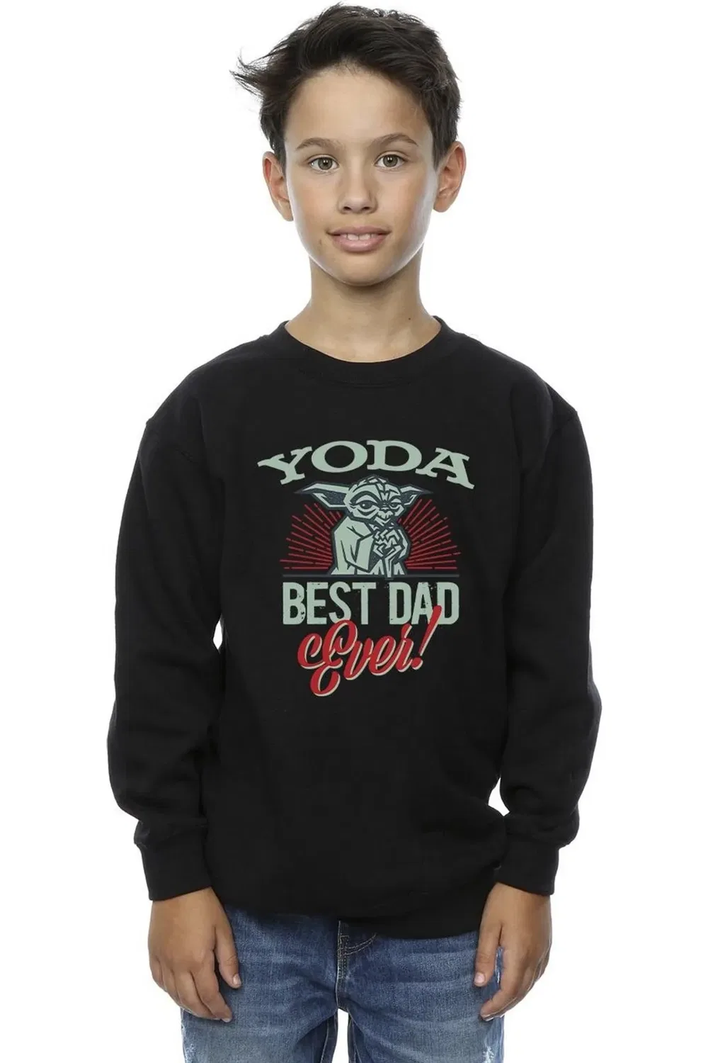 Детский свитшот с принтом Mandalorian Yoda Dad Star Wars, Black