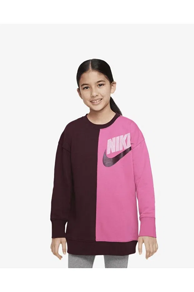 Детские свитшот для девочек цвет-блок Sportswear Nike, Dv0347-652