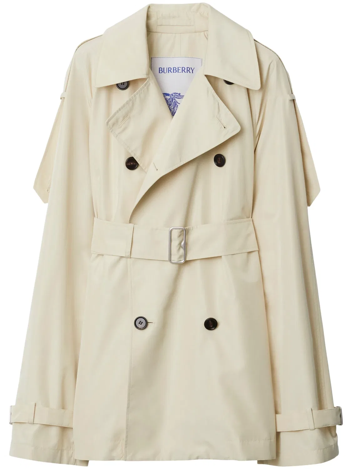 Короткий шелковый тренч Burberry, светло-бежевый