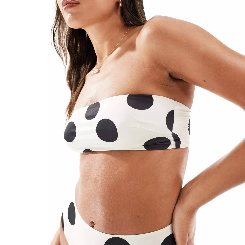 

Топ-бикини Asos Design Cindy Polka Dot Bandeau, белый/черный