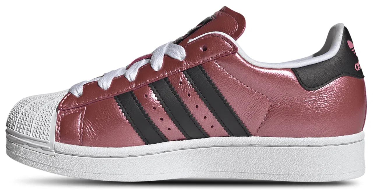 Детские кроссовки для девочек с принтом Superstar adidas, Pink Fusion Footwear White Core Black — фото 2