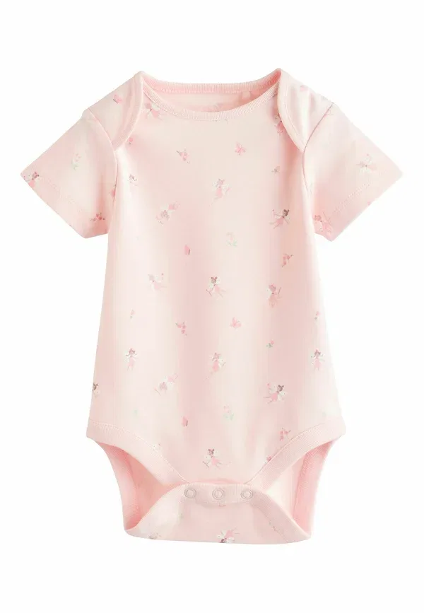 Боди хлопковое Regular fit - short sleeve 5 pack Next, Pink, розовый — фото 4