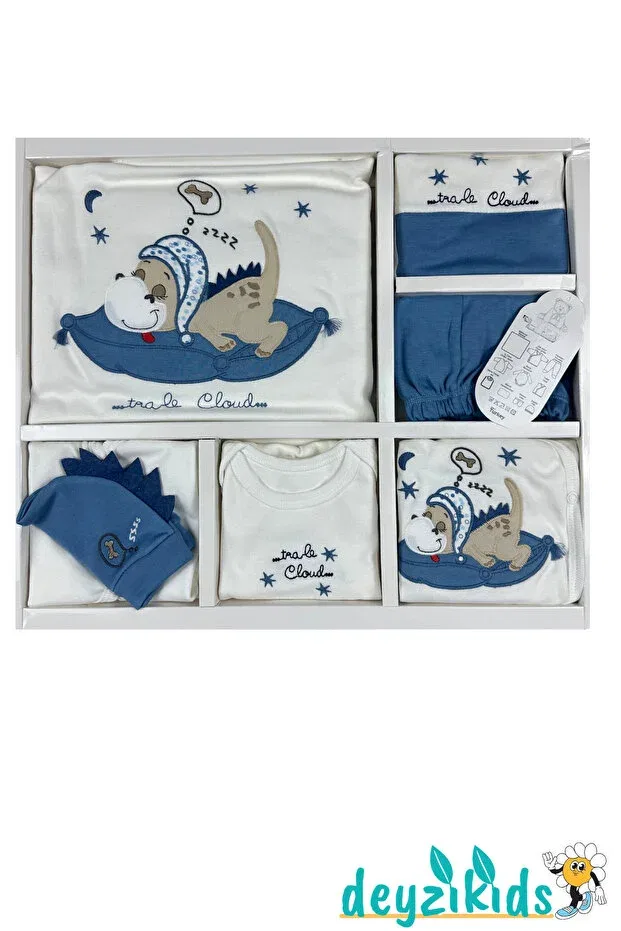 Детский комплект одежды для новорожденных с вышивкой Dino süzene Deyzikids, Blue — фото 2