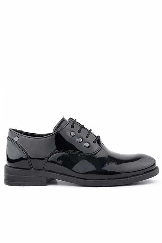 Детские туфли для мальчиков классические Tuxedo black patent leather laced metal detailed children's classic shoes Rakerplus, Черный — фото 3