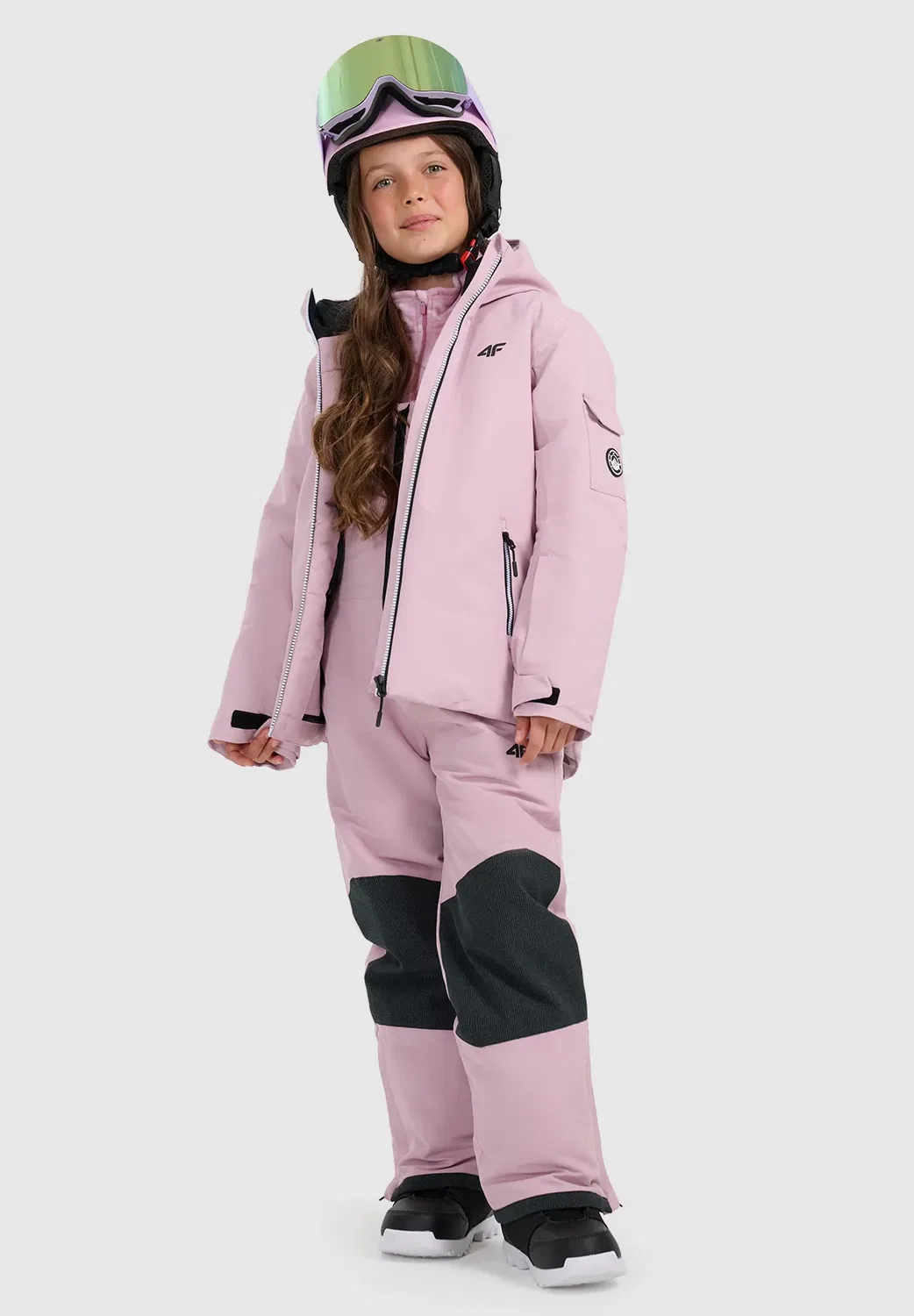 Spodnie Snowboardowe Membrana 10000 Dziewczęce - Różowe 122 (6-7 лат) - дождевые брюки 4F, Light Pink — фото 2