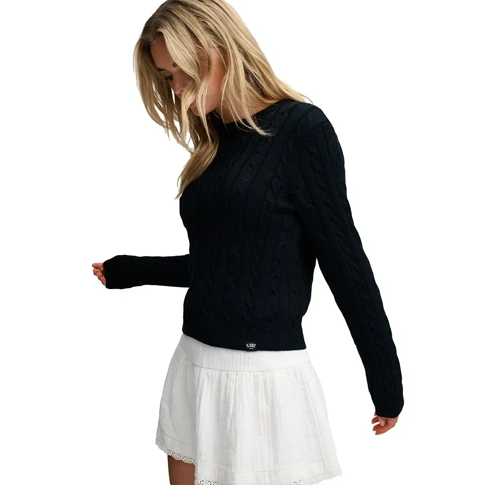 Женский свитер с косами Essentials Cable Knit Jumper Superdry, Black — фото 4